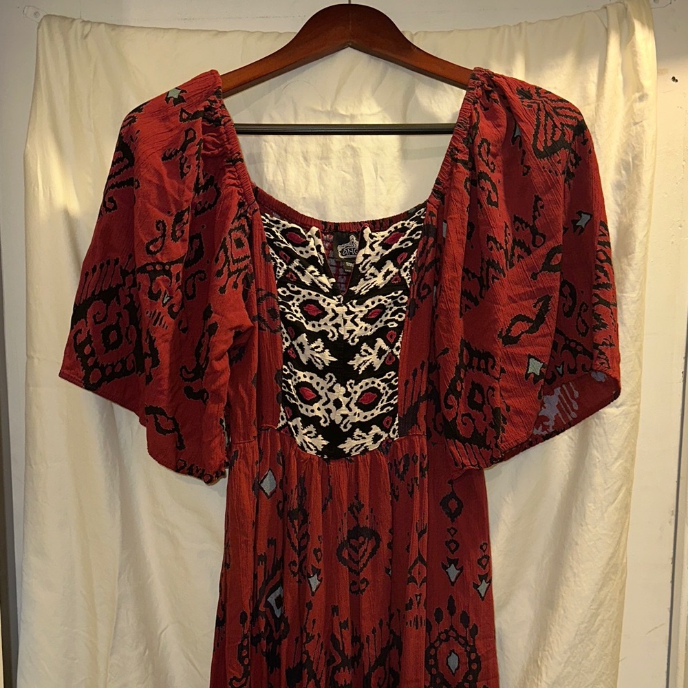 Bohemian Red Patterned Jumpsuit